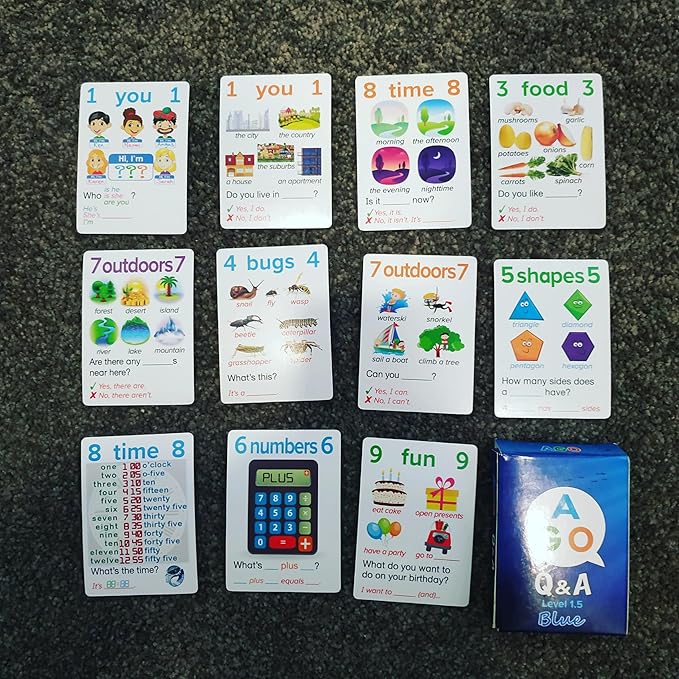 Q&A Blue ESL Card Game - Level 1.5. Fun English Language Learning for EFL/ESL Students - Build Vocabulary, Grammar, and Conversation Skills!