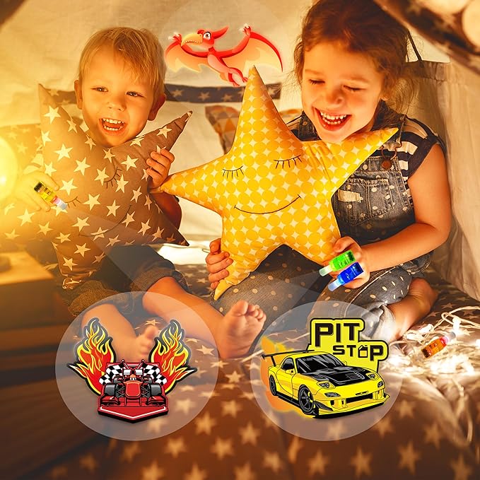 24PCS Race Car Party Favors-LED Finger Lights：Glow-in-the-Dark Light-Up Hot Wheels Toys Bulk for Kids Boys Girls,Cars Theme Birthday Party Decorations Supplies, Party Goodie Bags, Classroom Prizes
