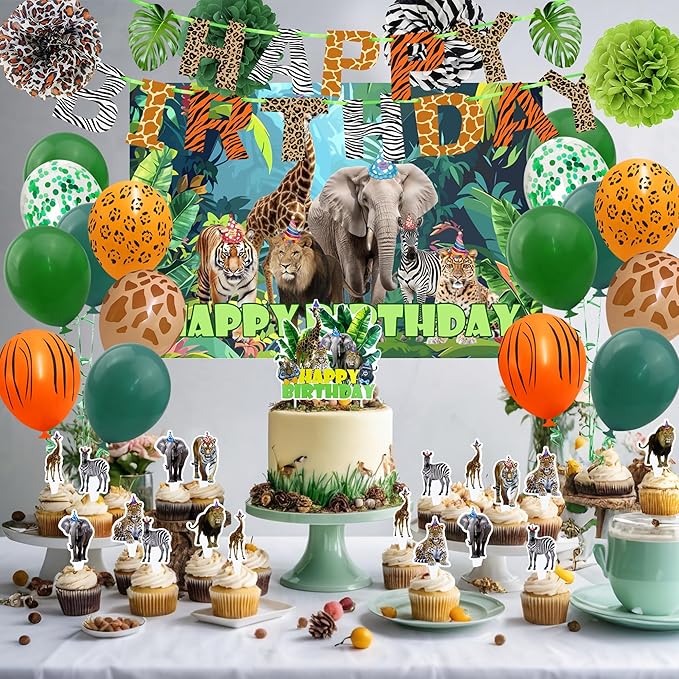 Jungle Safari Birthday Party Decorations Safari Animal Theme Party Supplies for Boys Girls Wild Jungle Theme Decorations Safari Theme birthday Decorations