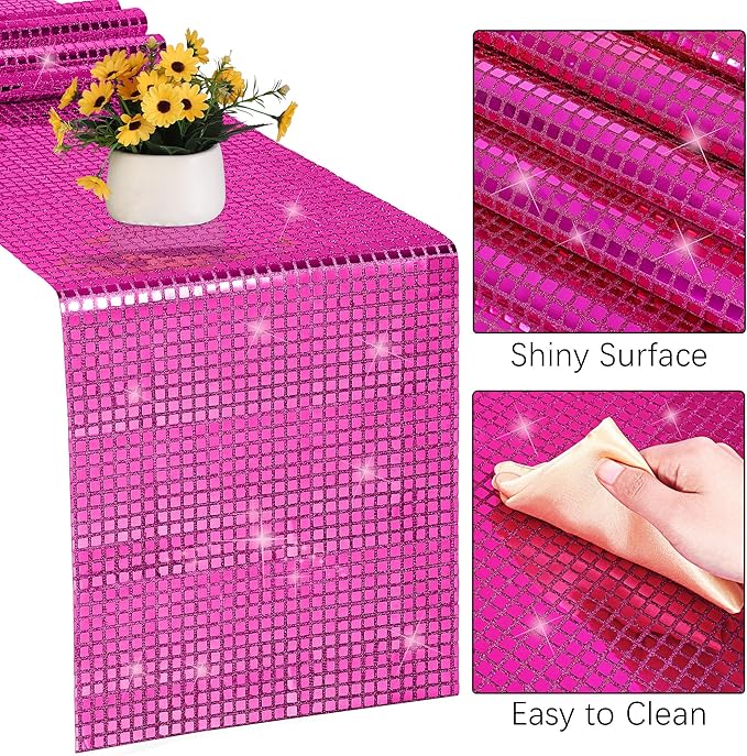 durony 176 Pieces Let's Go Girls Decorations Disco Cowgirl Party Supplies Let's Go Girls Hot Pink Table Runner Paper Plates Cups for Bachelorette Cowgirl Disco Party, Serve 25 Guests