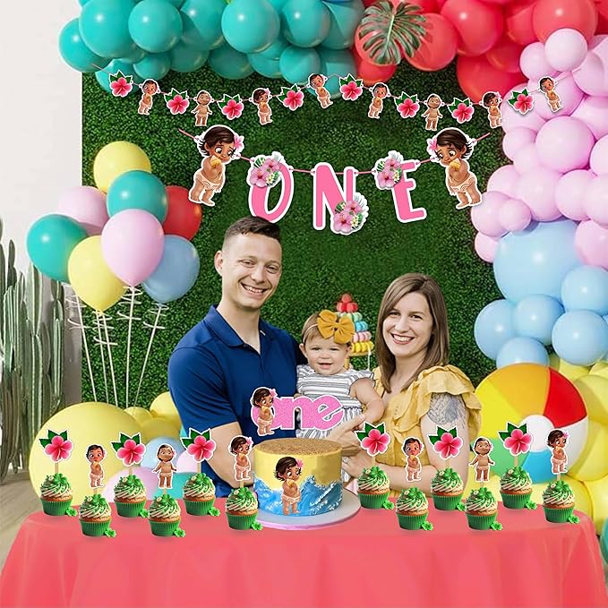 "Bby Mna Theme– Adorable 1st Birthday Party Decoration for Girl or Boy – Cute Cartoon Theme Birthday Banner – Perfect for Cake Smash, Photo Booth, Indoor and Outdoor Party Décor"