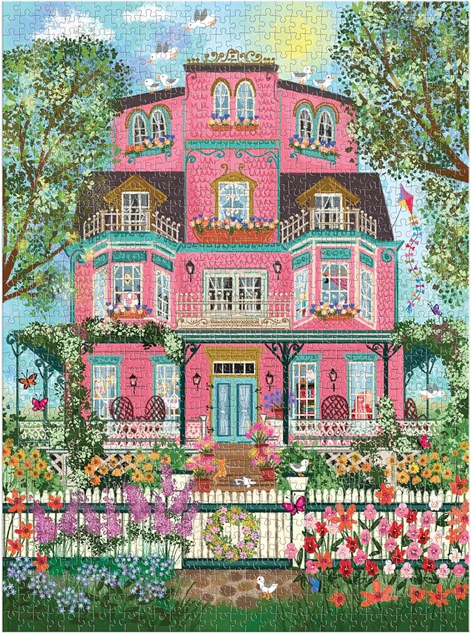 Galison Capeside Victorian – 1000 Piece Joy Laforme Foil Jigsaw Puzzle Featuring Beautiful Artwork of A Capeside Victorian Manor