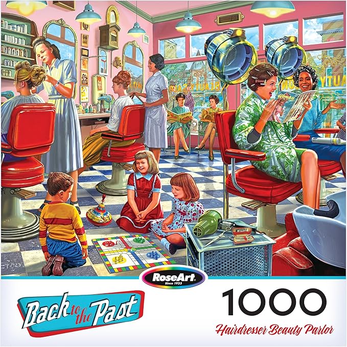 RoseArt - Back to the Past - Hairdresser Beauty Parlor 1000 Piece Jigsaw Puzzle - Retro Vintage Puzzle for Adults - Finished Size 26.625 x 19.25 Made in USA