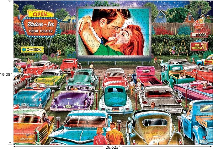 RoseArt - Back to The Past - Drive in Date Night - 1000 Piece Jigsaw Puzzle for Adults