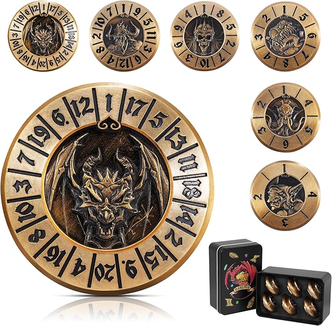 D&D Dice Set,7PCS Metal Dice for Dungeons and Dragons,Mini Dice Set with Pocket Watch Case,Role Playing Board Games Accessories (Dragon, Gold-F)