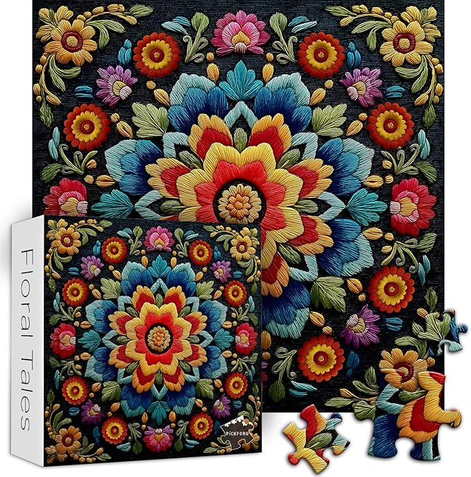 Mandala Flower Puzzles for Adults 1000 Pieces, Beautiful Floral Puzzle Embroidery Art, Colorful Impossible Hard Difficult Challenging Jigsaw Puzzles