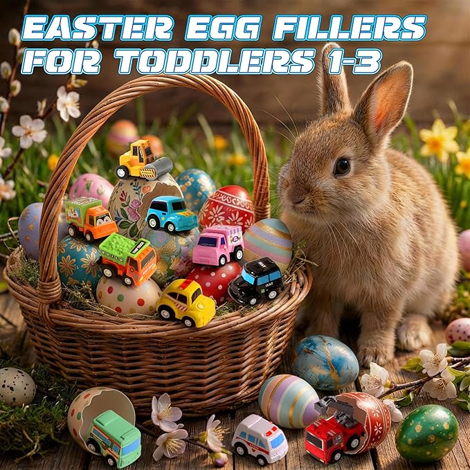 Fajiabao 18 PCS Toy Cars for Toddlers Mini Pull Back Cars Trucks Party Favors for Kids 3-5 Classroom Prizes Easter Egg Fillers Basket Stuffers Bulk & Goodie Bag & Pinata for 2 3 4 5 6 Boys Girls