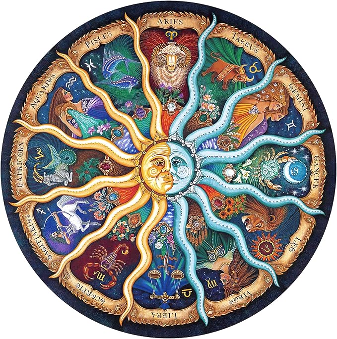 Puzzles for Adults 1000 Pieces, Round Jigsaw Puzzle Zodiac Horoscope Challenging Puzzles Fun Jigsaw Puzzle 1000 Pieces (26.7 Inch)