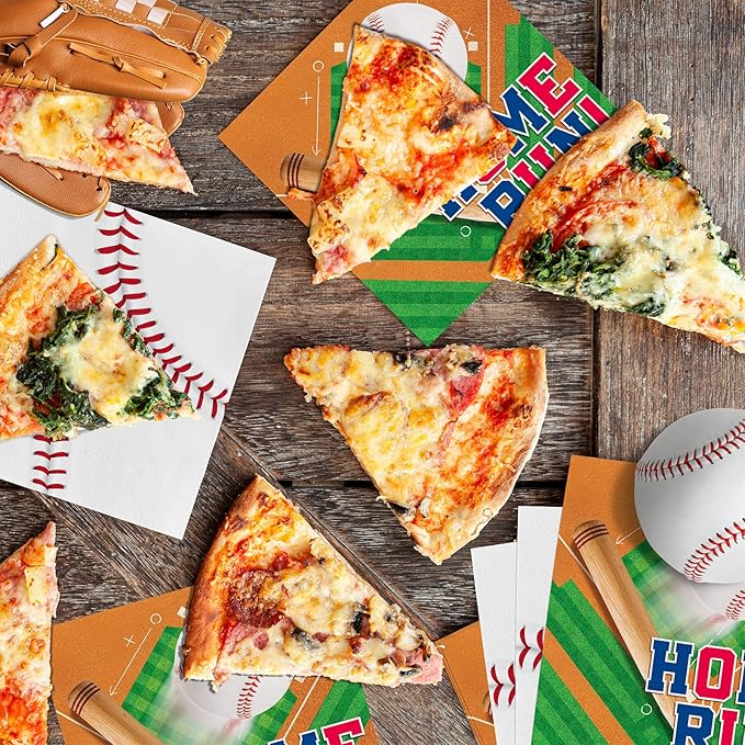 Baseball Party Supplies Kit for 50 - Complete with Dinner & Dessert Plates and Napkins- Baseball Birthday & Gameday Celebrations -Baseball Party Decorations &