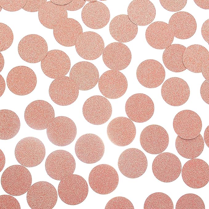 Glitter Confetti Circle Dots for Table Wedding Birthday Party Decoration, 1.2 inch in Diameter (rose gold glitter,200pc)
