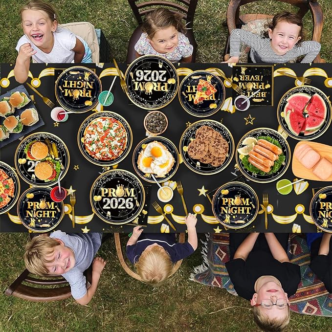 179Pcs Prom Decorations for Party 2026 Prom Plates and Napkins 2026 Prom 2026 Decorations Prom Party Supplies with Prom Night Banner