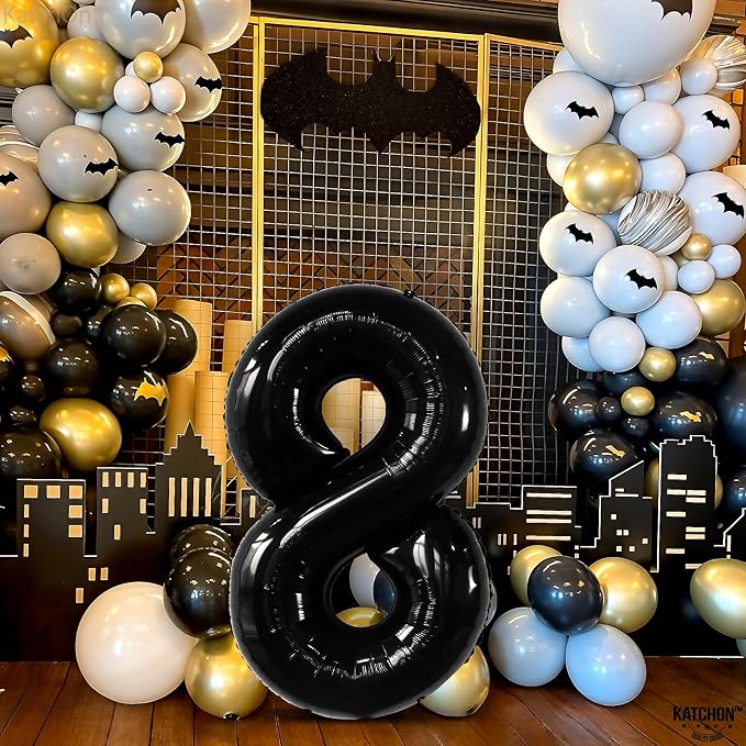 KatchOn, Giant Black 8 Number Balloon - 40 Inch | Black Number 8 Balloon | 8 Birthday Balloon, 8th Birthday Decorations Boys | Number 8 Balloon for 8 Year Old Boy Birthdays Decorations