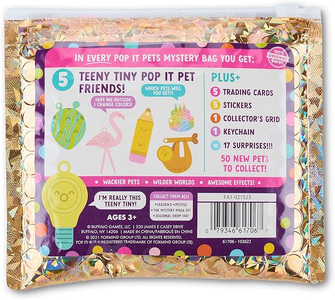 Buffalo Games Pop It Pets - Season 2 - The Ultimate Sensory Fidget Toy - Popping Bubbles and Adorable Characters - Collector map with Cards and Stickers from Buffalo Games (Pack of 2)
