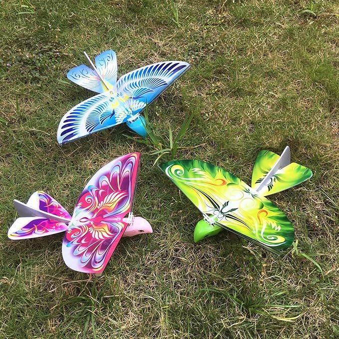 Flying RC Bird Toy 2.4GHz USB Charging LED Flapping Bird for Indoor Outdoor (Blue)