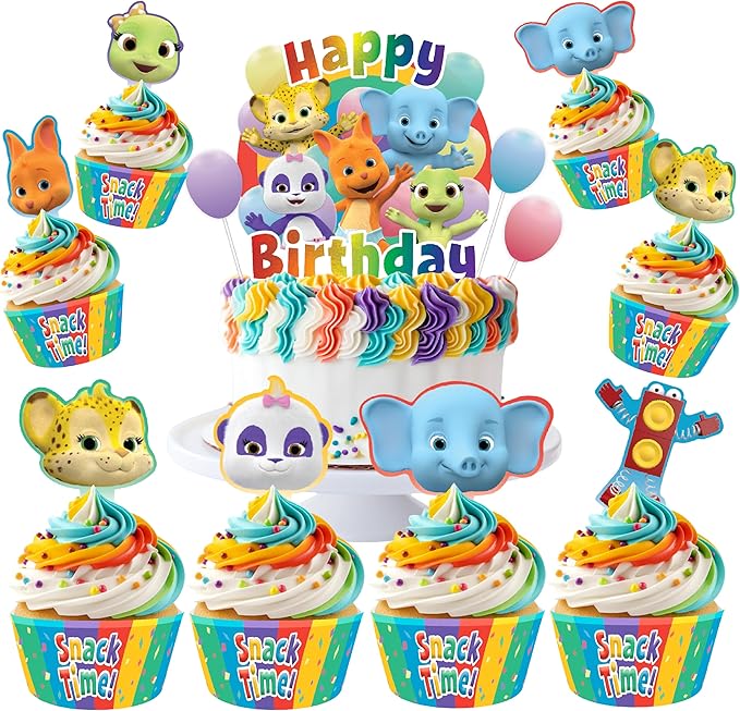 Jim Henson's Word Party Cake Topper Set - (1) Cake Topper & (24) Cupcake Toppers & Wrappers - Birthday Party Supplies