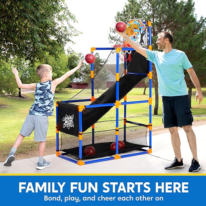 JOYIN Sports Toy LED Lightscore Arcade Basketball Game Set for Kids Ages 3–12– Includes Electronic Scoreboard, Cheer Sound Effects, 4 Balls & Hoop | Indoor/Outdoor for Kids | Easy to Assemble