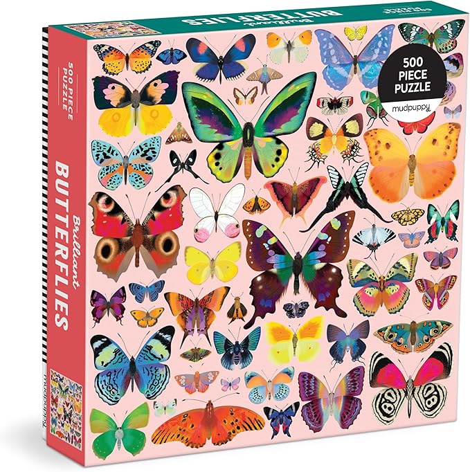 Mudpuppy Brilliant Butterflies – 500 Piece Family Jigsaw Puzzle with Colorful and Fun Illustrations of Beautiful Butterflies for Children Ages 8 and Up