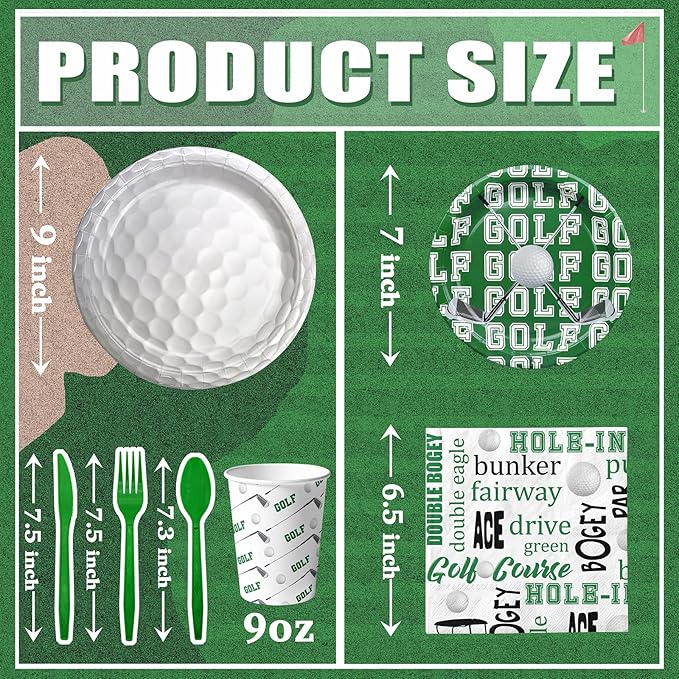 Golf Party Decorations Set - Golf Party Plates, Cups, Napkins, and Cutlery for a Captivating Celebration - Disposable and Stylish Golf Party Supplies for Birthdays and Events