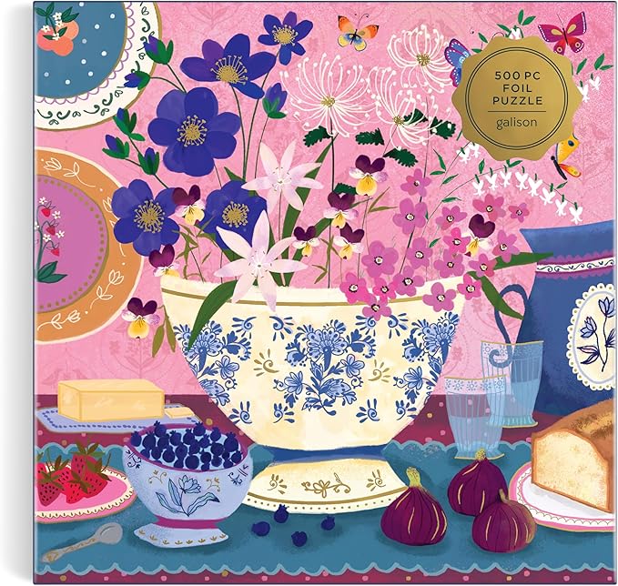 Galison Art of The Table – 500 Piece Joy Laforme Jigsaw Puzzle Featuring Beautiful Artwork of Figs and Violets in A Still Life Setting