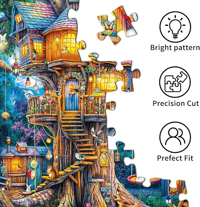 Jigsaw Puzzles for Adults 1000 Pieces, Interlock Perfectly Letter on Back No Dust, Home Decor Birthday Party Gift Toy for Men Women Elders Seniors, 1:1 Poster-Elf Tree