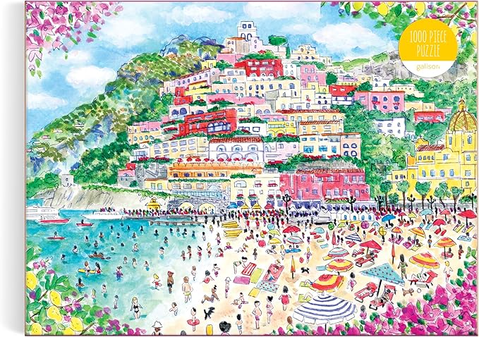 Galison Coast of Italy – 1000 Piece Michael Storrings Jigsaw Puzzle Featuring Beautiful Artwork of Positano Italy Summer Beach