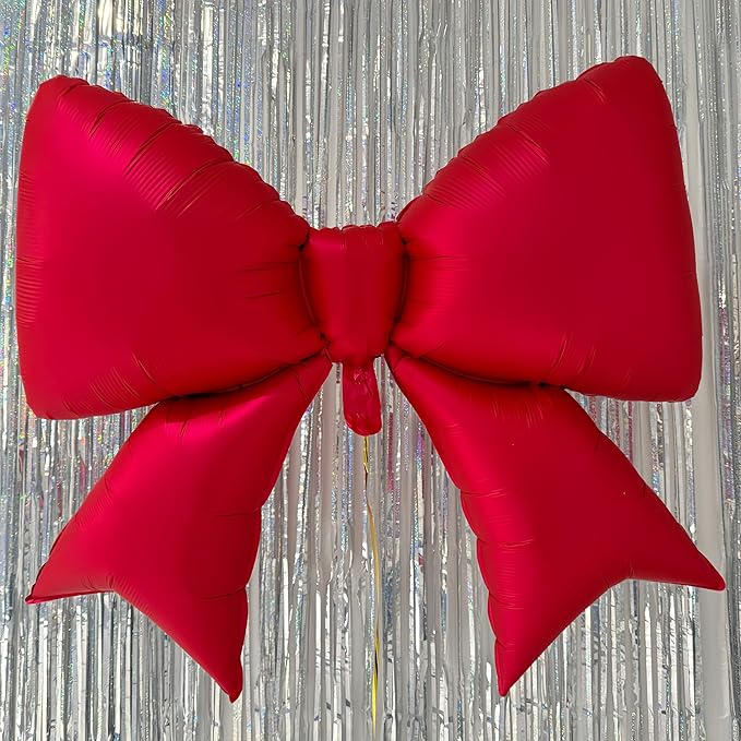 4Pcs Giant Red Bow Balloons for Valentine's Day 38 Inch/coquette Red Bowknot Ribbons Balloon/Bow-Knot Foil Balloons for Baby Shower Bridal Gender Reveal Girl Party Wall Decor