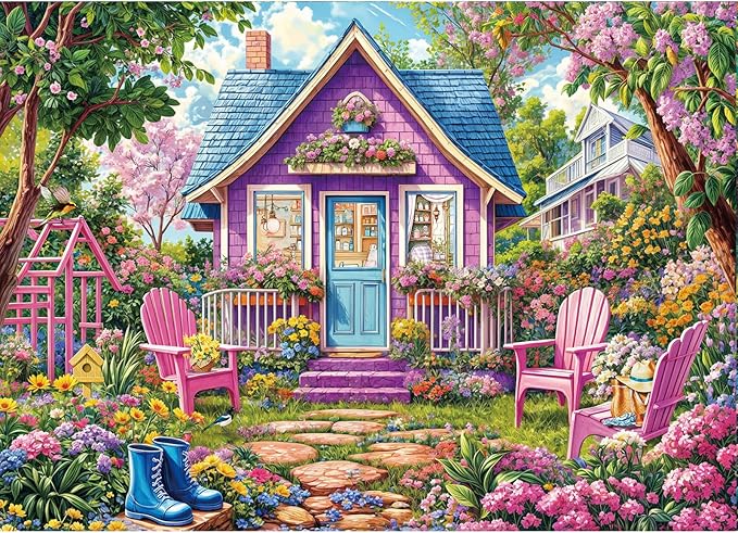 Jigsaw Puzzles for Adults 1000 Pieces, Interlock Perfectly Letter on Back No Dust, Home Decor Birthday Party Gift Toy for Men Women Elders Seniors, 1:1 Poster-Pink Flower Room