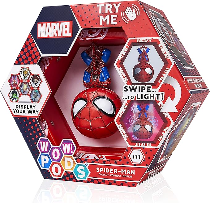 WOW! PODS Avengers Collection - Spider-Man | Superhero Light-Up Bobble-Head Figure | Official Marvel Collectable Toys & Gifts