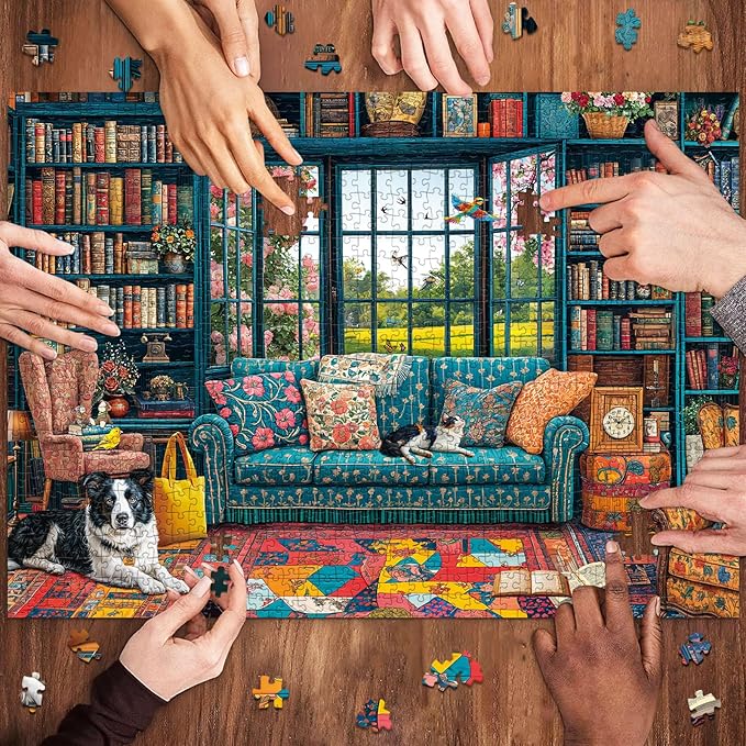 Jigsaw Puzzles for Adults 1000 Pieces, Interlock Perfectly Letter on Back No Dust, Home Decor Birthday Party Gift Toy for Men Women Elders Seniors, 1:1 Poster-Cozy Study