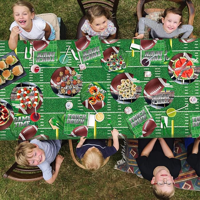 Football Party Supplies Kit Serve 50, Includes Dinner Plates, Dessert Plates, Napkins,Football Birthday Party Football Game Day Tailgate Party Decorations