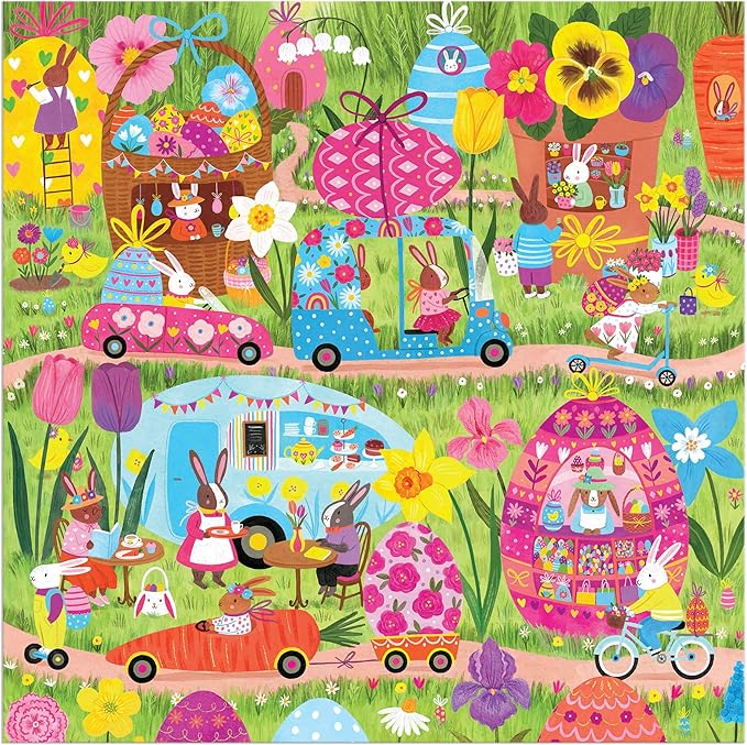 Mudpuppy Hoppin Around – 500 Piece Family Jigsaw Puzzle with Colorful and Fun Illustrations of Adorable Bunnies for Children Ages 8 and Up