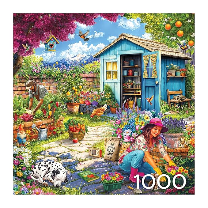RoseArt - Hobby Haven - Couple in The Garden - 1000 Piece Jigsaw Puzzle for Adults
