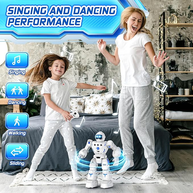 Robot Toys for Kids, Programmable Remote Control Robot with Walking, Sliding, Singing and Dancing, RC Gesture Sensing Control Smart Robots for Age 3-12 3-5 Kids Christmas Birthday