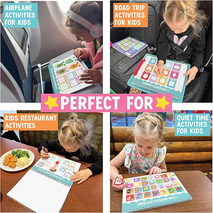 Hadley Designs My First Busy Book Toddlers 3-5, Montessori Preschool Learning Activities Age 4-5, 174 Pcs Velcro Busy Book, Travel Toys Airplane Car Quiet Time, Sensory Toys, Easter Gifts for Kids