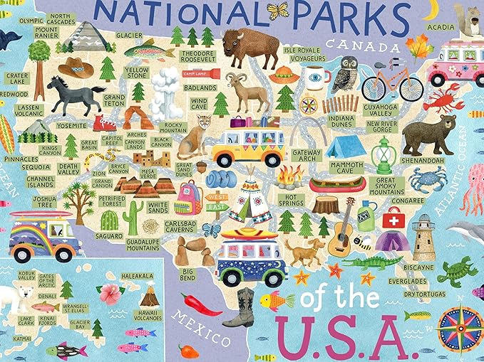 Ceaco - National Parks Map - 500 Piece Jigsaw Puzzle