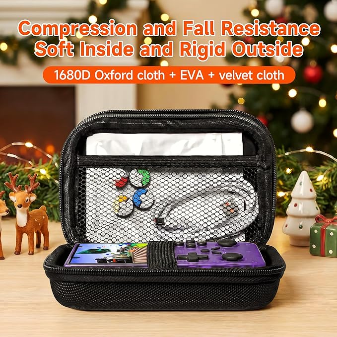 R40 Retro Handheld Game Console with Storage Case - Open Source System,3.5" IPS Screen, 18,000+ Classic Games, 128G TF Card, 3000mAh Battery, Portable Gaming Player for Travel, Purple