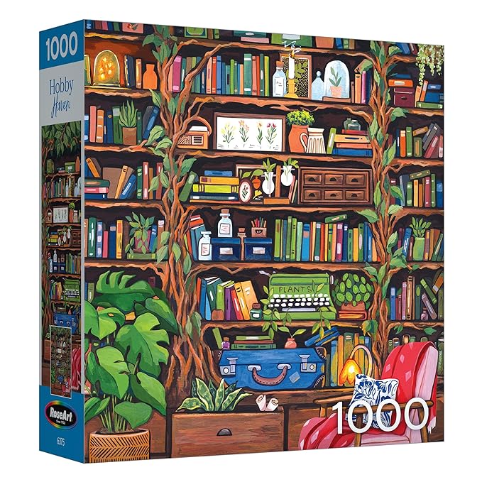 RoseArt - Hobby Haven - Bookshelf - 1000 Piece Jigsaw Puzzle for Adults - Perfect for Reading Enthusiasts