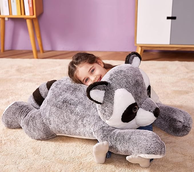 IKASA Giant Raccoon Stuffed Animal Plush Toy,Large Racoon 30" Cute Jumbo Soft Toys,Huge Big Size Plushy Fluffy Fat Oversized Plushie,Gifts for Kids