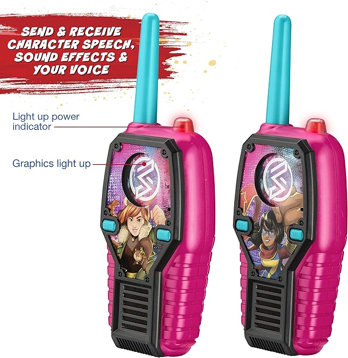 Marvel Rising FRS Walkie Talkies with Lights and Sounds Kid Friendly Easy to Use