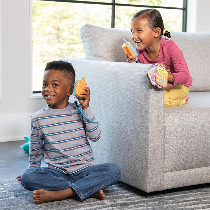 Walkie Talk-Along Scavenger Hunt & Adventure Set - 2 Rugged Walkie Talkies (1,000 ft Range) + 24 Mission Cards - Outdoor Backyard Games for Kids Ages 3+