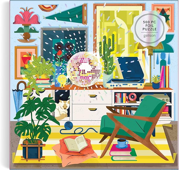 Galison Disco Life – 500 Piece Foil Jigsaw Puzzle Featuring Beautiful Artwork of Disco Ball Inspired Still Life