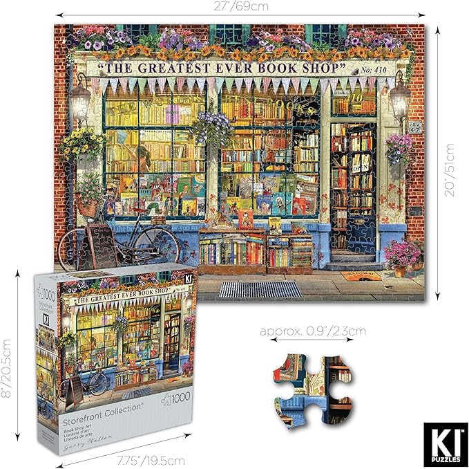 1000 Piece Puzzle for Adults Garry Walton Storefronts The Book Shop Colorful Jigsaw 27x20