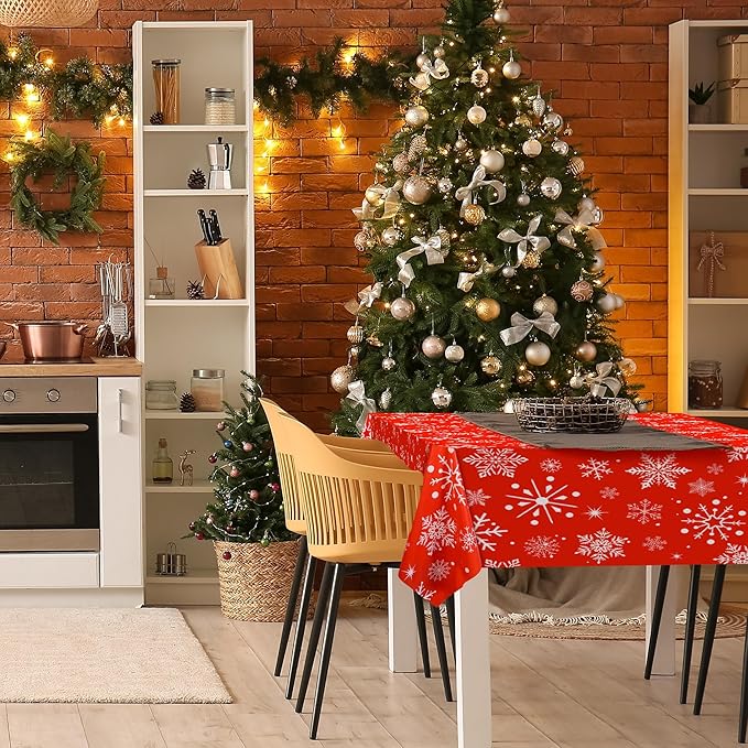 Kochorie 100 Ft x 54 Inch Snowflake Tablecloth Roll with Cutter Box Christmas Themed Snowflake Printed Cut to Size Table Cover Disposable Winter Backdrop for Frozen Birthday Party Supplies