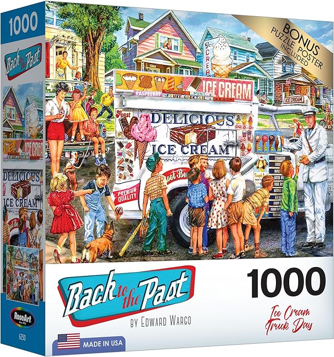 RoseArt - Back to The Past - Ice Cream Truck Day - 1000 Piece Jigsaw Puzzle for Adults