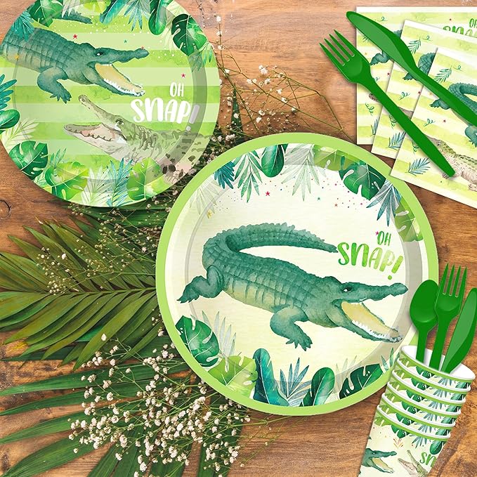 116 Ps Crocodile Party Supplies 16 Guests Crocodile Party Decorations Including Crocodiles Partys Paper Plates Dinner Plates Napkins Cups Set