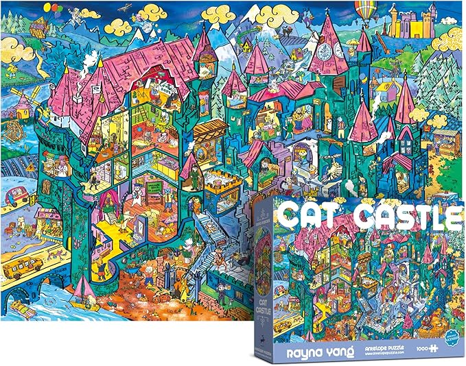Antelope 2 in 1 1000 Piece Puzzle Bundle - Cat Castle & Drive In Movie