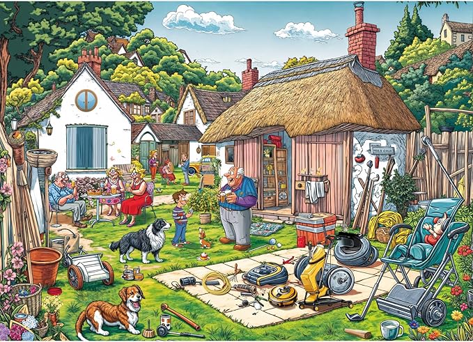 Jigsaw Puzzles for Adults 1000 Pieces, Interlock Perfectly Letter on Back No Dust, Home Decor Birthday Party Gift Toy for Men Women Elders Seniors, 1:1 Poster-Warm Courtyard