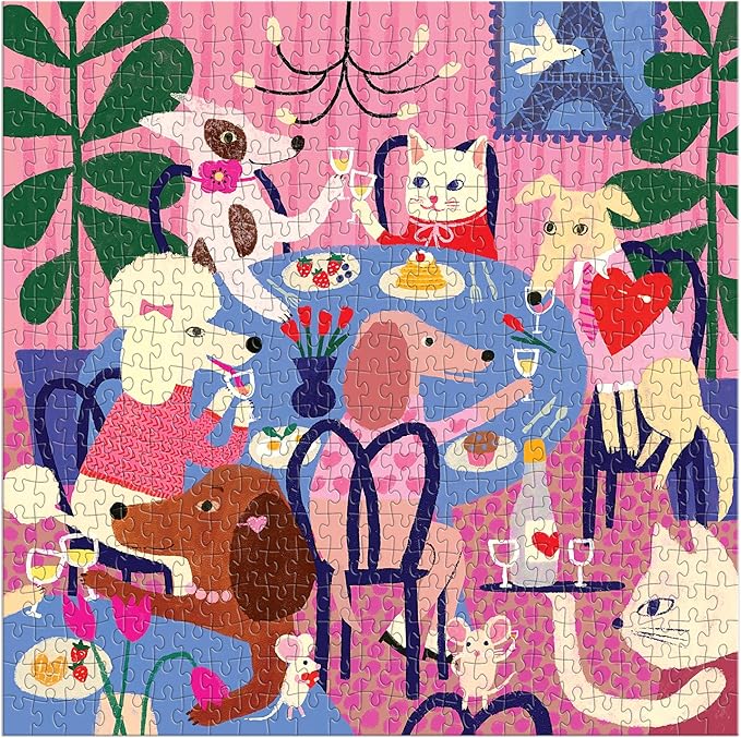 Galison Paws for Love – 500 Piece Jigsaw Puzzle Featuring Adorable Artwork of Dogs Celebrating Galentine's and Valentine's Day