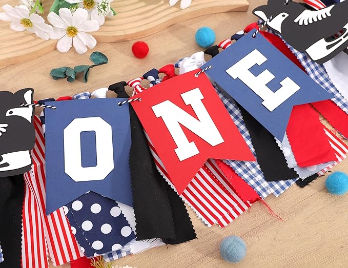 Hockey 1st Birthday High Chair Banner - Hockey Skate Party Banner, Ice Hockey First Birthday Decoration, Match Theme Party Supplies, Sports Birthdays Cake Smash Photo Props