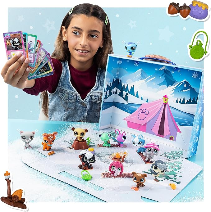 Littlest Pet Shop - Cozy Campfire Play Pack - Series 4 - Gen 7 Authentic LPS Bobble Head Toy Figure, Collectible Toy Animal, Ages 4+